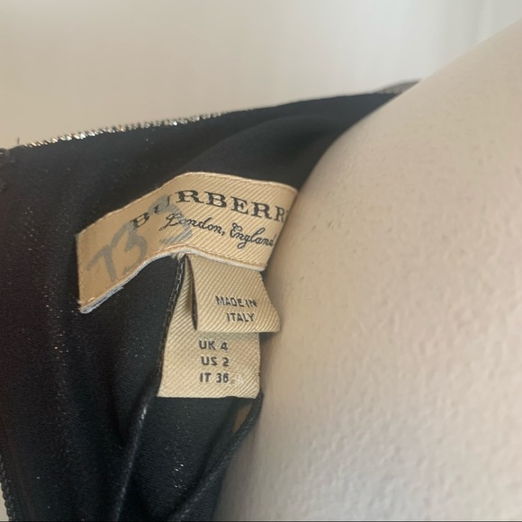 NWT Burberry Long-Sleeve Gold Metallic Ruffle-Trim Dress size US 2 - Picture 6 of 16